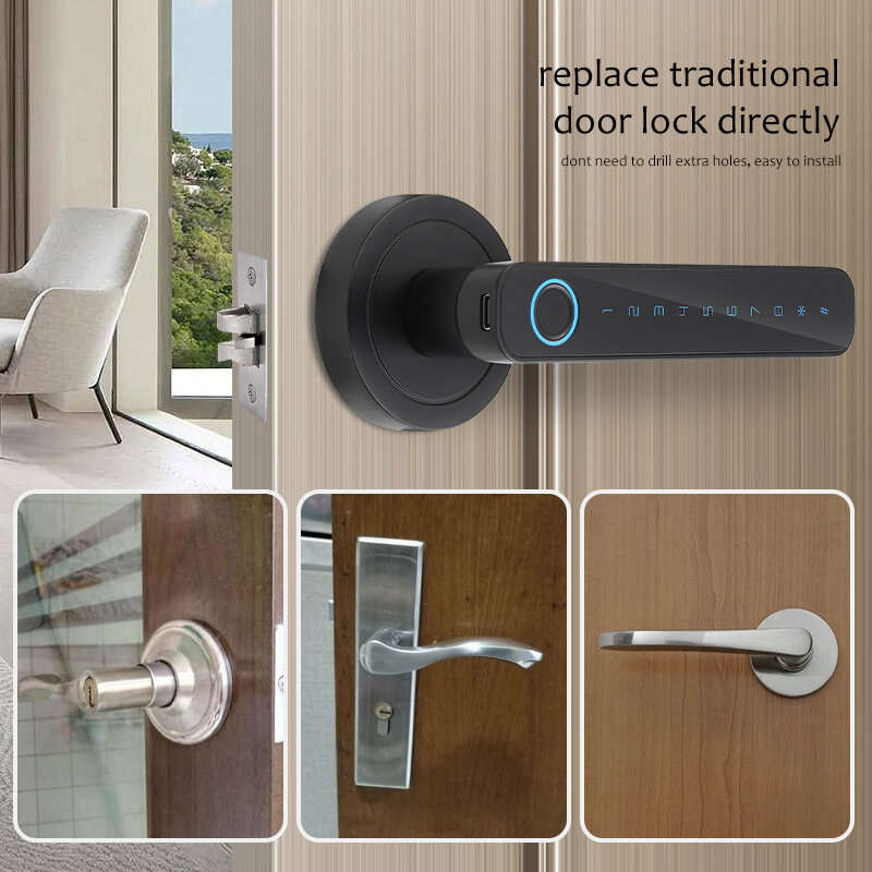 Tuya Smart Door bluetooth Lock Intelligent Anti-theft Door Lock Dynamic Password APP Fingerprint Key
