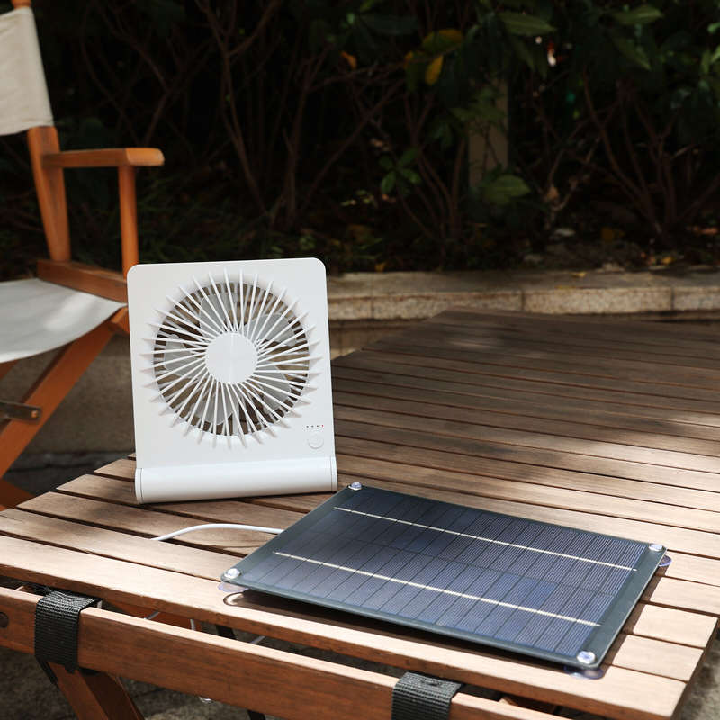3 Speeds 5V 6W Portable Rechargeable Fan Battery Operated Fan Solar Panel Powered For Household Camp
