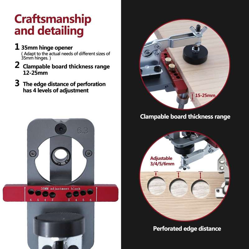 Fonson Tools 35mm Concealed Hinge Jig Drilling Guide Door Hinge Jig for Woodworking Door Cabinet Hin