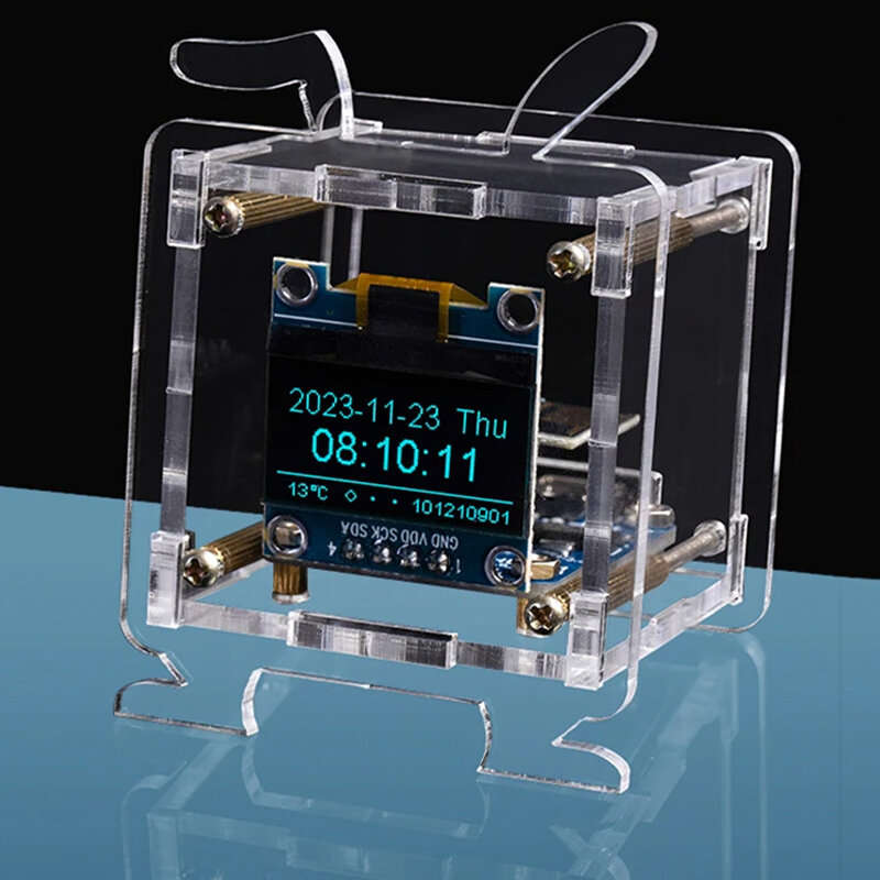 DC5V ESP8266 DIY Electronic Kit Mini Clock Kits OLED Display with Shell DIY Soldering Project