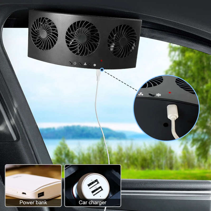 2-Speed Car Exhaust Fan 3-Head Cooling Fan Car Air Purifier Radiator Fan Window Vent Cool Ventilatio