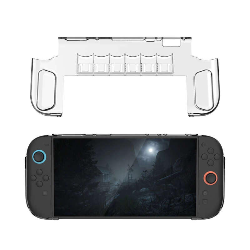 TNS-3155 Silicone Gaming Console Protective Case Built-in Storage Game Card Slot Transparent Crystal