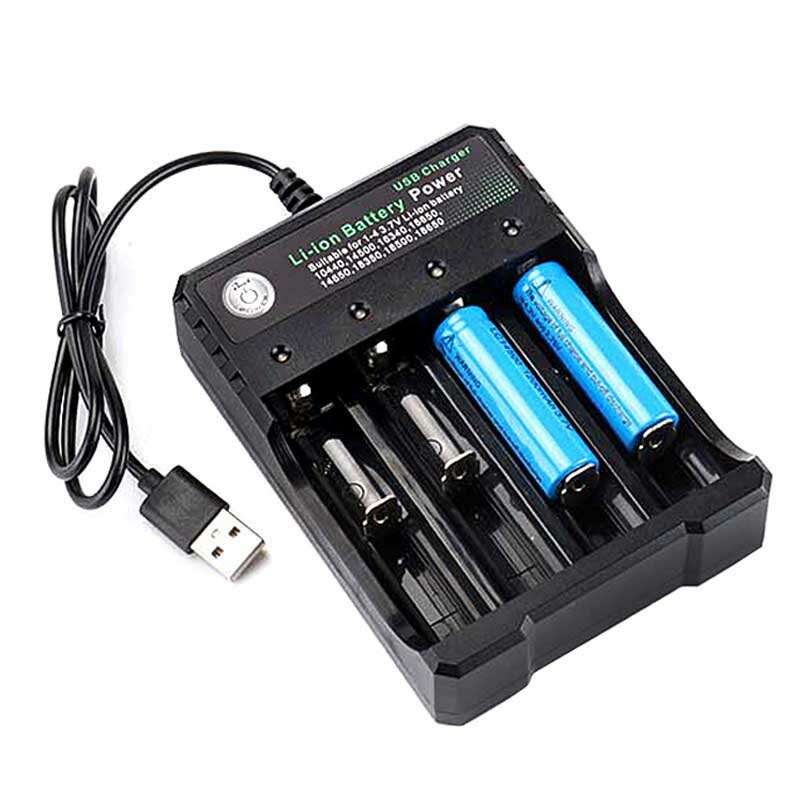 4 Slots 110V/220V 18650 USB Battery Charger for 3.7V Rechargeable Lithium 10440 14500 16340 16650 14