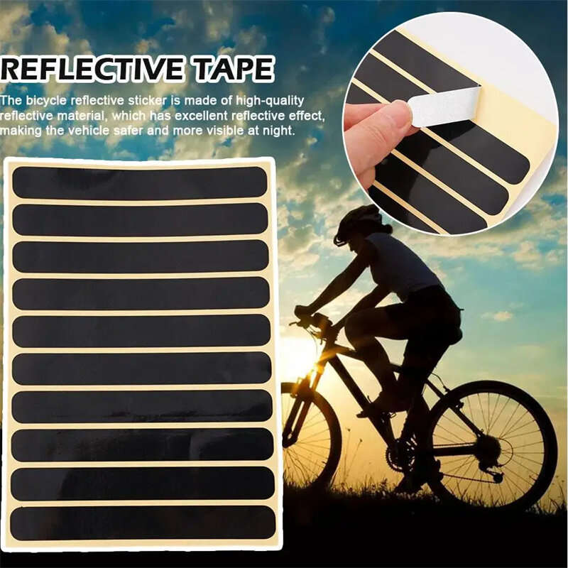 XANES 10PCS Set 8*1cm Invisible Reflective Adhesive Tape Bicycle Helmets Black Car Covering White Sc