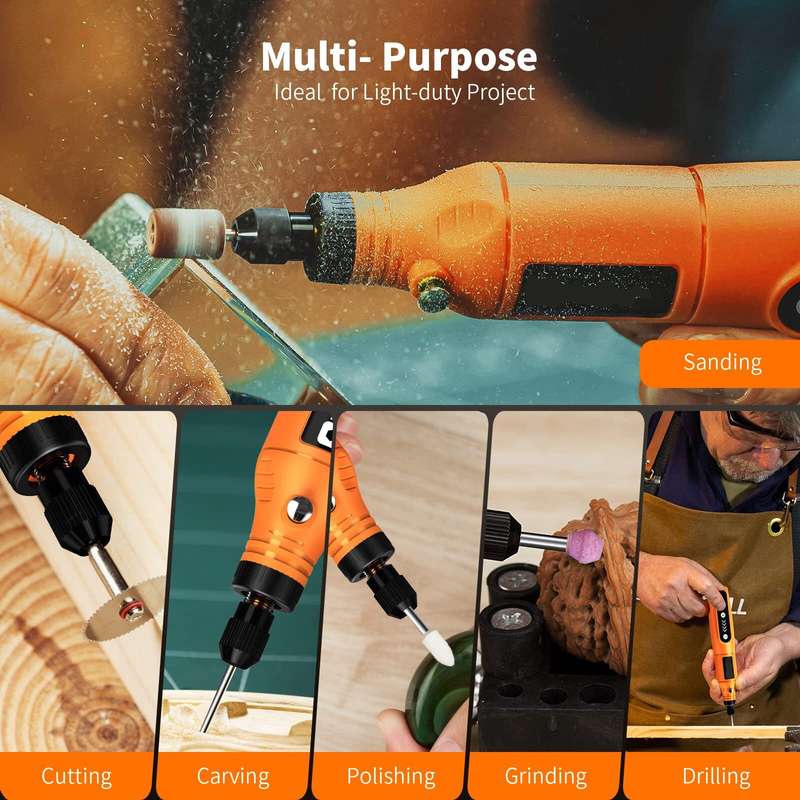 Mini Cordless Rotary Tool 5-Speed USB Charging Rotary Tool Kit with 55 Accessories Multi-Purpose 3.7