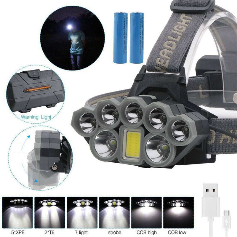 BIKIGHT LED Rechargeable Headlamp Super Bright LED 6 Modes Waterproof Lightweight Headlamp for Campi