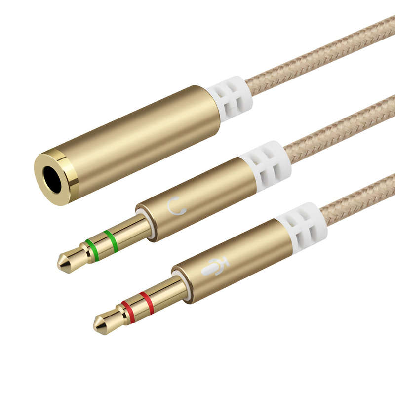 SONGFUL M4S 3.5mm Earphone Splitter Cable Stereo 3.5mm Female to 2 * 3.5mm Male Computer Microphone