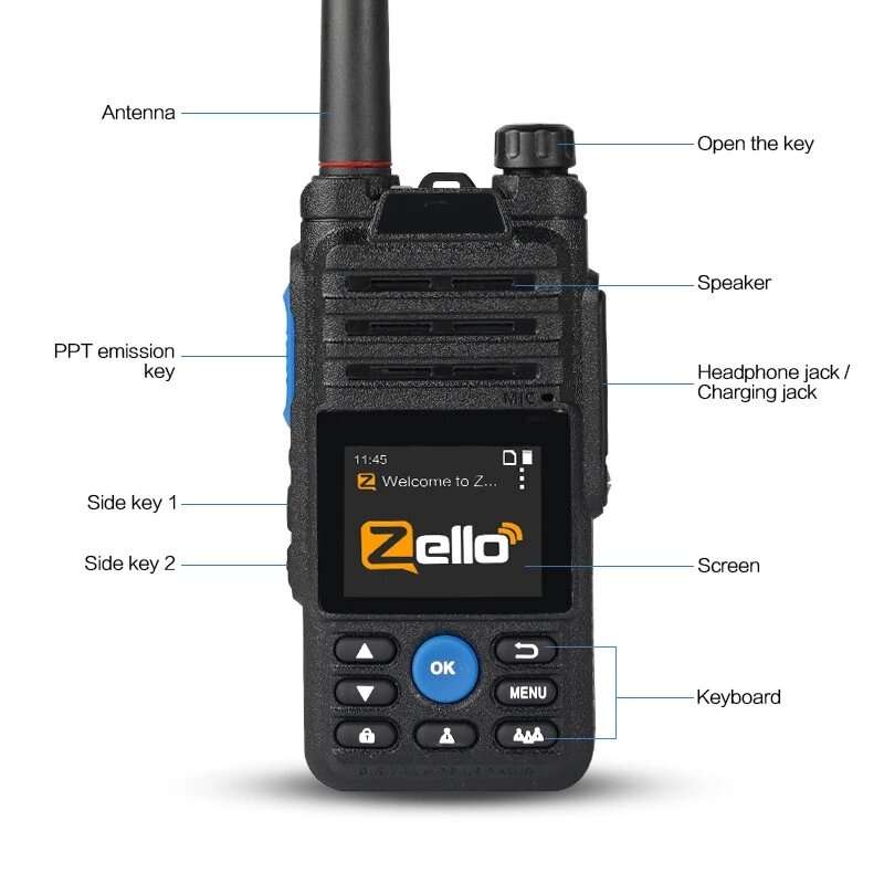 Yinitone B5 7 Mode Zello 4G Walkie Talkie 100km Long Range Mobile Radio Bluetooth Transceiver Phone