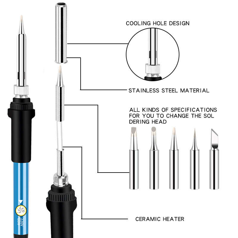 71 Pieces Adjustable Temperature Electric Soldering Iron Pyrography Tool Carving Pyrographer Pen Woo