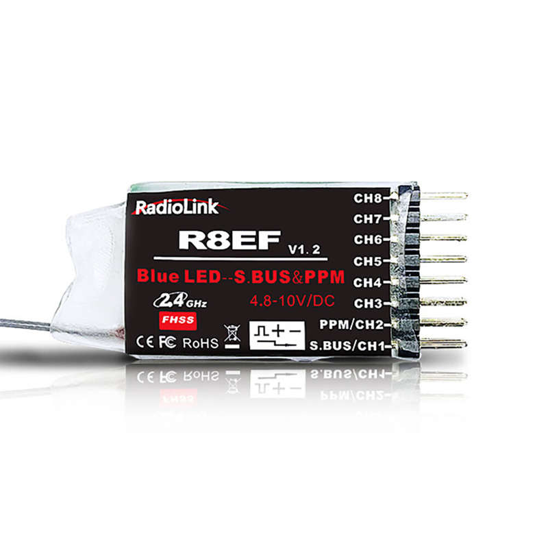 RadioLink R8EF 2.4GHz 8CH Long Distance PWM PPM SBUS RC Receiver for T8FB T8S RC Transmitter RC Airp