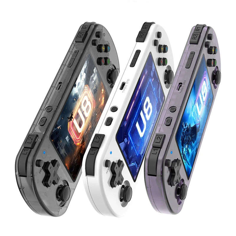 U8 64GB 3000+ Games 4.0-inch IPS Screen Handheld Gaming Console Open Source Linux System Quad-core D