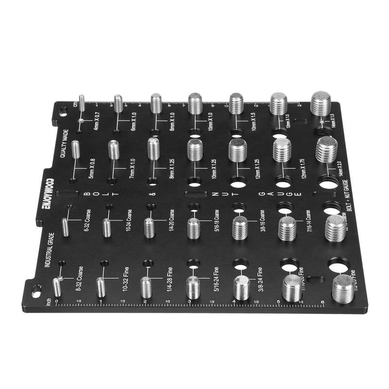 ENJOYWOOD 28 Thread Nut & Bolt Checker With Gloves Durable Aluminum Alloy Gauge for Metric and Imper