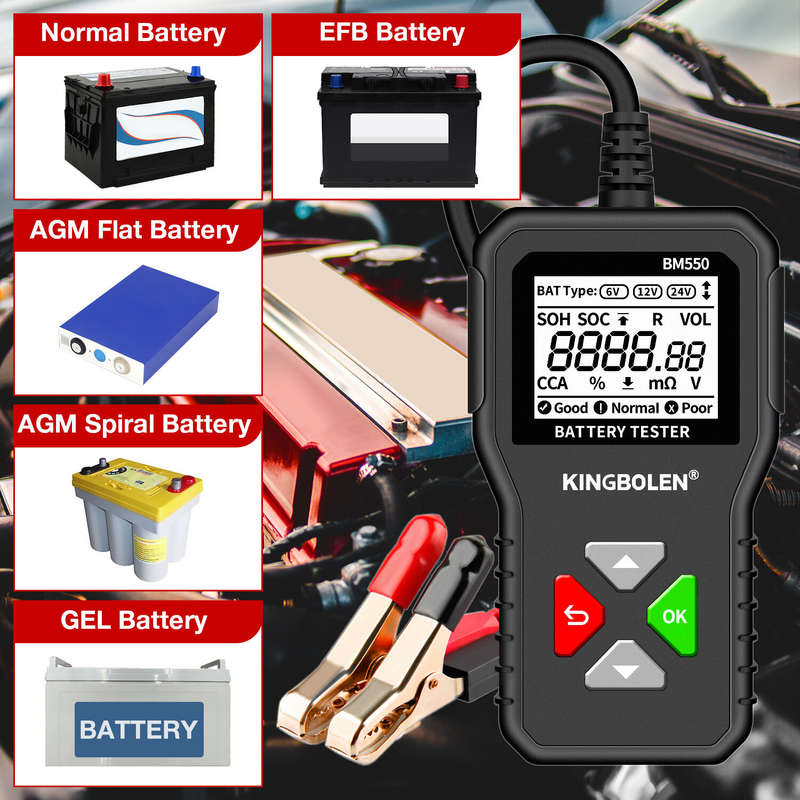 Kingbolen BM550 Car Electric Vehicle 6V 12V 24V Multi-Function Intelligent Digital Display Professio