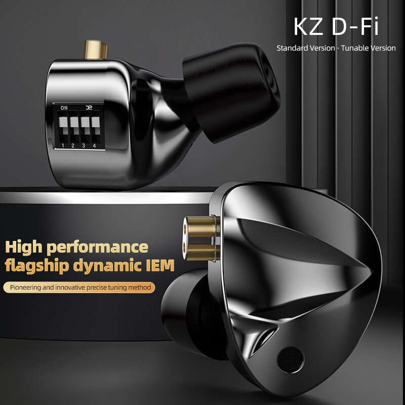 KZ D-Fi Wired Earphone HiFi Sound Bass 10mm Dual Magnetic Dynamic Drivers Four-speed Tuning 3.5mm Er