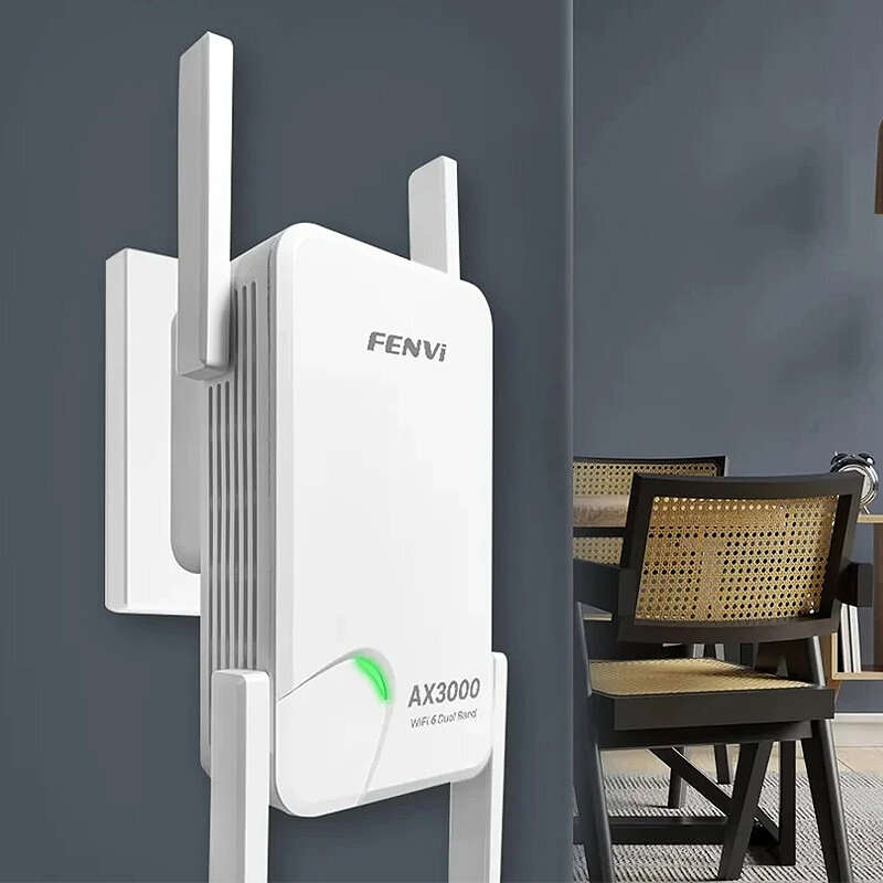 FENVI WIFI6 AX3000 Gigabit Wireless Repeater Dual Band 2.4/5Ghz Signal Booster with 4 high-gain Ante