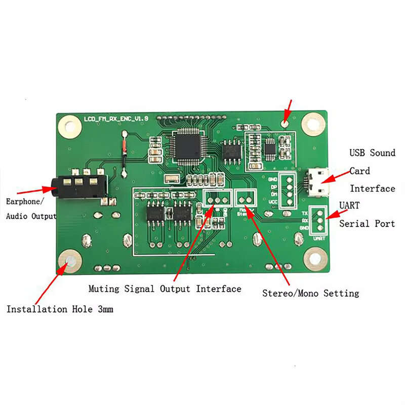 DSP PLL Digital Stereo FM Radio Receiver Module 87-108MHz with Serial Control Frequency Range 50Hz-1