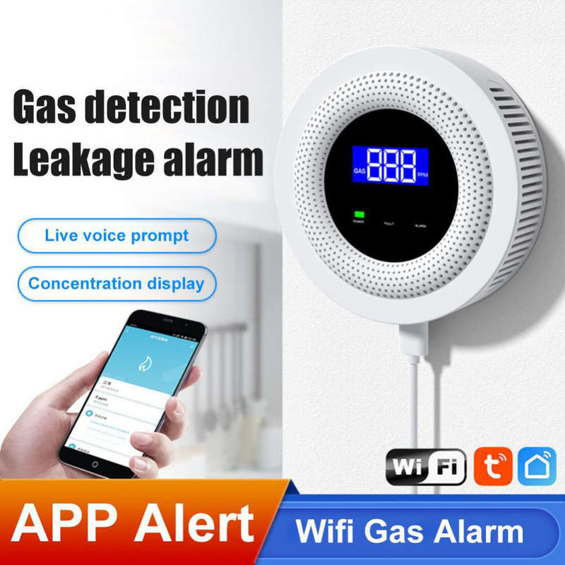 WiFi Enabled Gas Leak Detector with Digital Display and Temperature Sensor for Detection of Natural