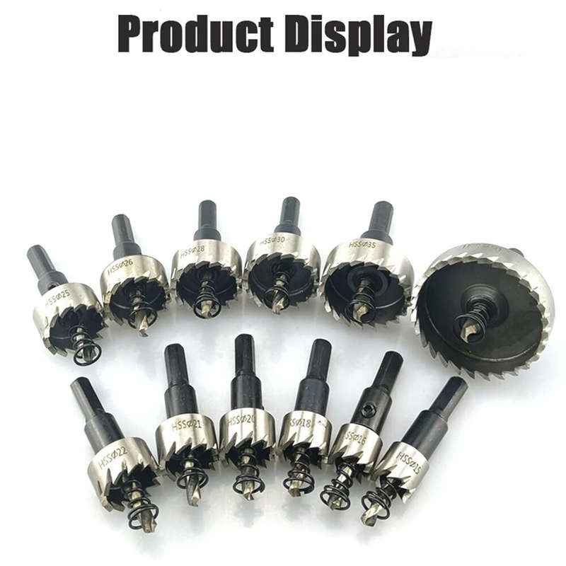 12PCS High-Speed Steel Hole Saw Set 15-50mm HSS4241 Drill Bit Alloy Metal Cutting Tool for 2mm Thick