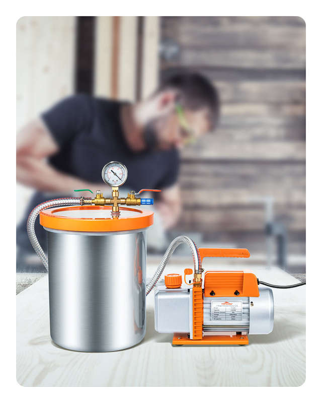Topshak Ts-Vp1 Vacuum Pump With 3 Gallon Vacuum Chamber And 1/4 Hp 220V 2.5 Cfm/ 110V 3.0 Cfm Air Co