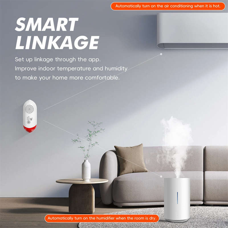 Tuya Smart WiFi Temperature Humidity Sensor 80dB Sound Light Alarm 180 Days Standby Smart Life App R