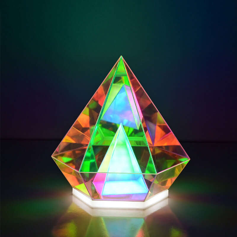 LED Pyramid Diamond Bedroom Decor RGB Night Light USB Color Dimming Atmosphere Lamp Remote Control H