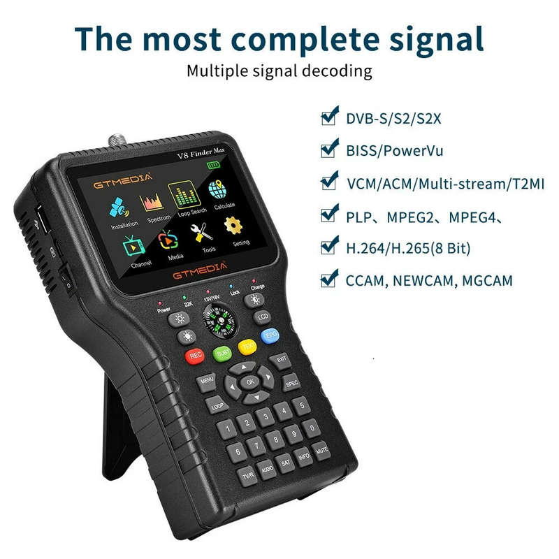GTMEDIA V8 Finder Max Signal Finder DVB-S/S2/S2X H.264/H.265 (8bit) Locator 4.3 Inch HD Official Acc