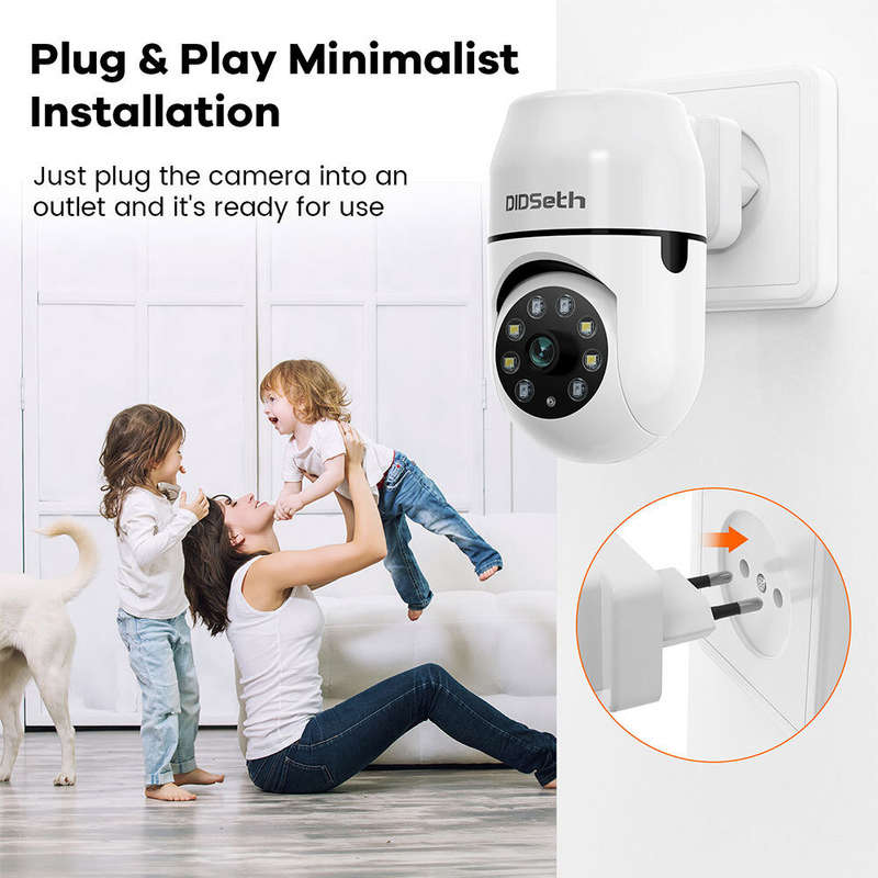 DIDSeth 3MP WiFi IP Camera Indoor 360 Degree Full Color Night Vision Two-Way Audio Motion Alerts Clo