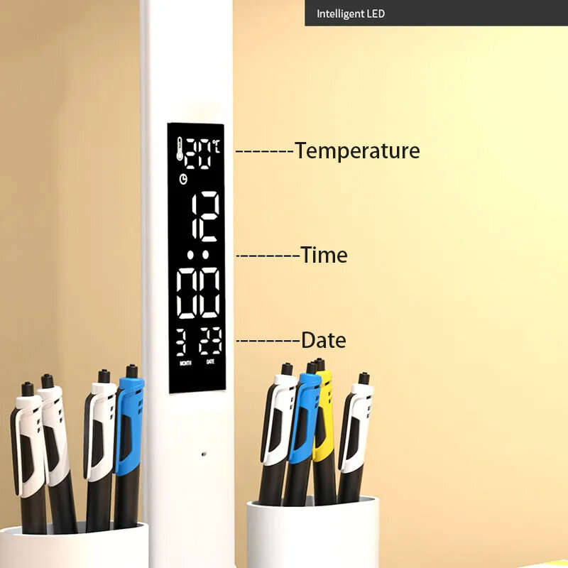 Table Lamp LED Double-headed Multifunction Foldable Touch With Calendar Clock USB Desk Lamp For Bedr
