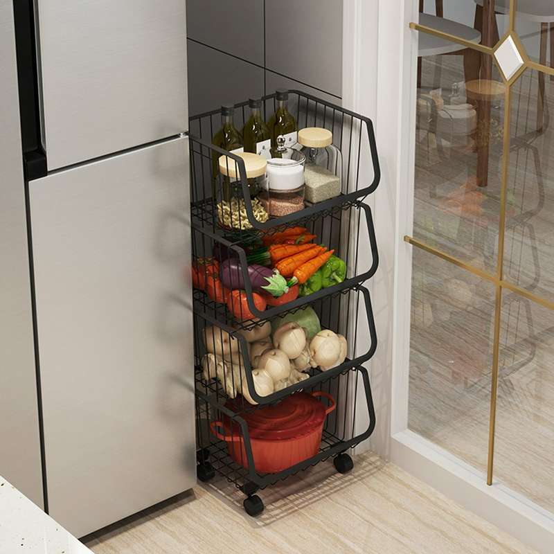2/3/4/5 Tiers Kitchen Storage Racks Bookshelf Bathroom Shelf Space Saving Holder Organizer with Whee