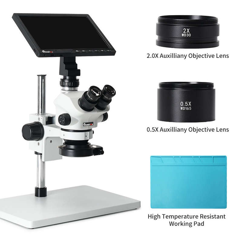 7-50X High-Definition Trinocular Stereo Microscope With 10-Inch Integrated Microscope Camera For Mob