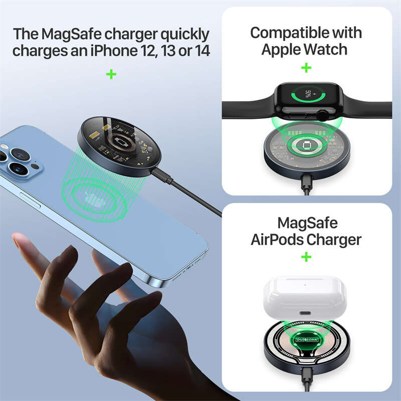 DUZZONA W13 15W 10W 7.5W 5W Wireless Magnetic Charger Fast Wireless Charging Pad for Qi-enabled Smar
