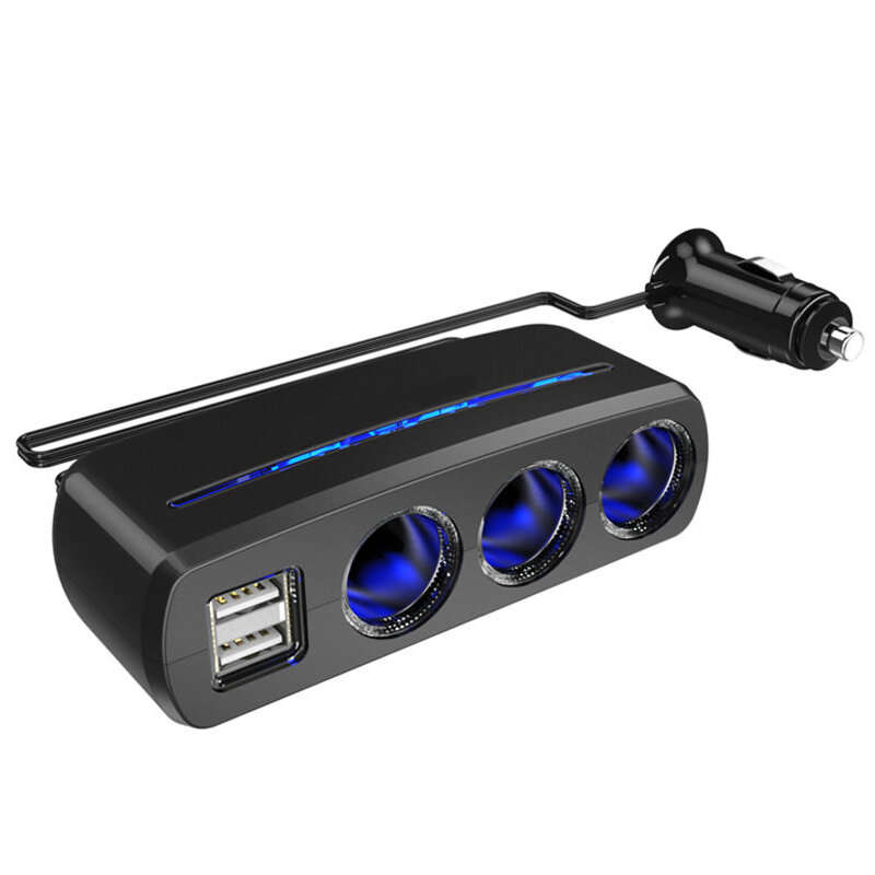 Car Mobile Phone Universal Charger Double Head Usb Port Car One Tow Two Split Lighter Plug 3 Holes