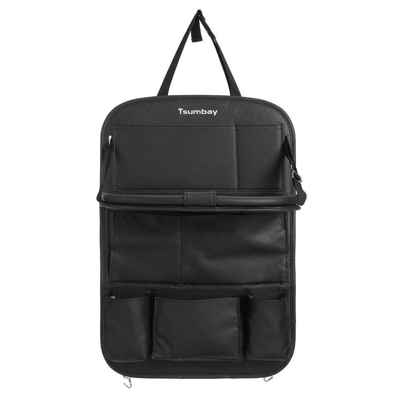 Tsumbay Foldable Car Back Seat Organizer Folding Sack Holder Multi-Pocket Tray Storage Bag