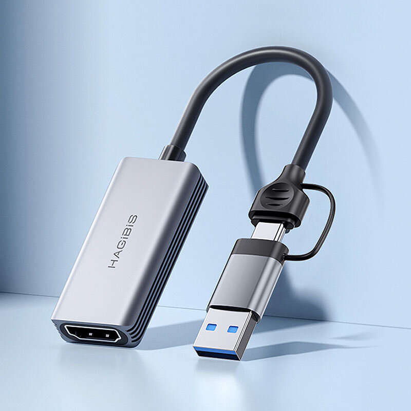 HAGiBiS USB 3.0 Video Capture Card HD to USB/Type-C Game Grabber Record 1080P/60Hz Aluminum Alloy Sh