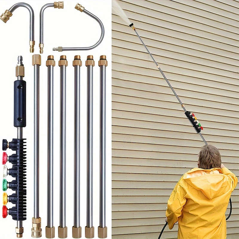 16PCS Stainless Steel High-Pressure Water Gun Set with Extended Rods 4000psi Quick Connect Versatile