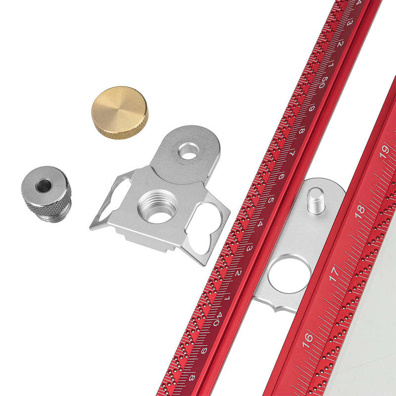 HONGDUI MT-2465 Woodworking Line Scriber Marking T Square Ruler Aluminum Alloy Hole Positioning Mark