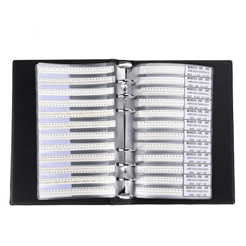 0402 SMD Resistor Sample Book 0R~10M 1% 170valuesx50pcs=8500pcs + Capacitor 80valuesX50pcs=4000pcs 0