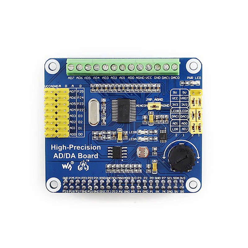 High-Precision AD/DA Digital Analog Module Expansion Board for Raspberry Pi 4B/3B+ Compatible with J