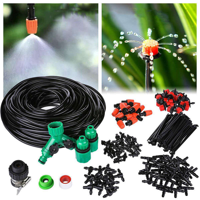 40m DIY Garden Water Irrigation Flowering With Timer Outdoor Cooling Greenhouse Planting Dripping Sy