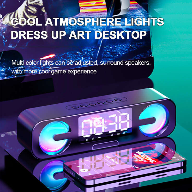 S07 5W bluetooth 5.0 Speaker Portable Speaker 360 Surround 4D Stereo Sound Ambient Light 1200mAh Bat