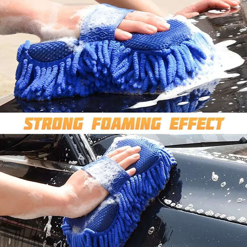 Car Washing Gloves Car Wash Sponge Brush Chenille Soft Microfiber Car Body Cleaning Water Absorption