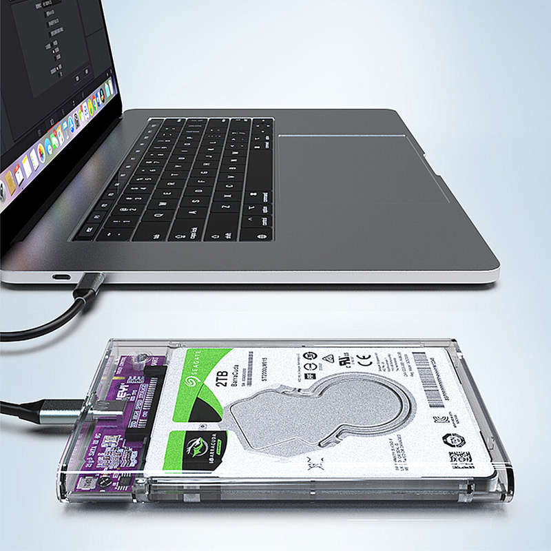 JEYI 2.5" Hard Drive Enclosure Clearly Case USB 10Gbps to SATA III/II/I External Hard Disk Case for