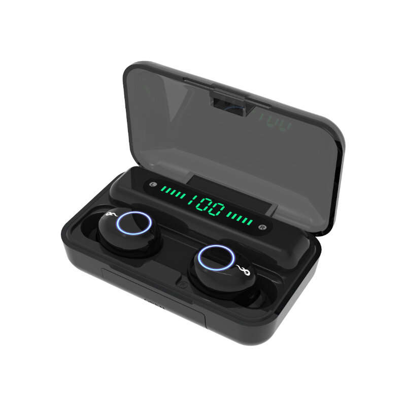 (Type A)F9 bluetooth 5.0 TWS Earbuds Headphone CVC8.0 Digital Display Waterproof Handsfree In-ea...