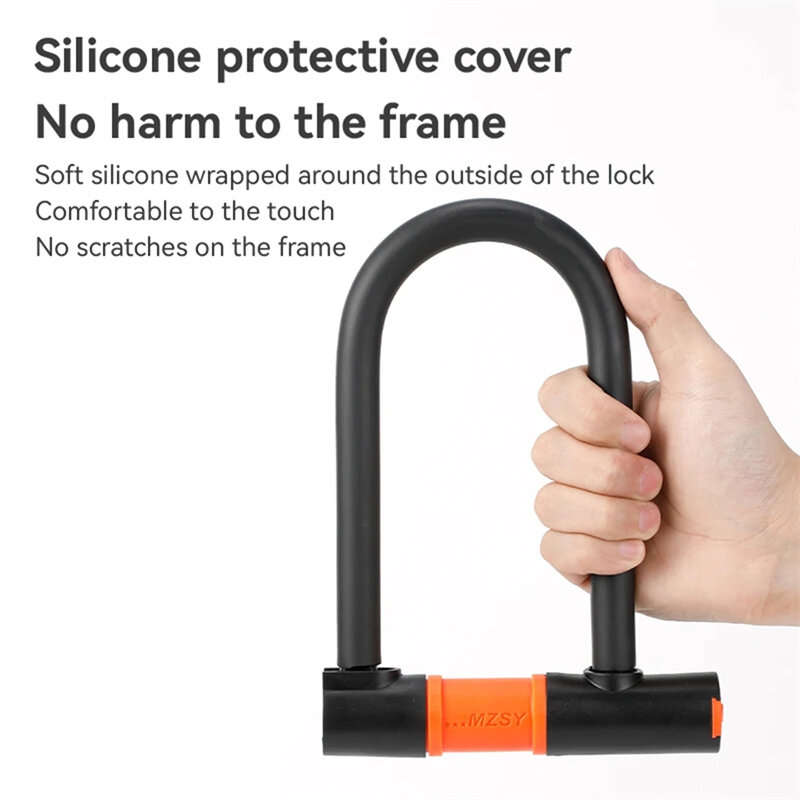 U Shape Bike Lock Silicone Soft Anti-Theft with 2 Keys Safety Lock for MTB Bike Road Bike