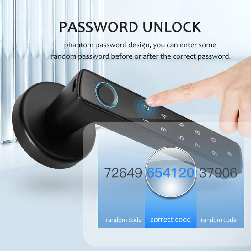 WAFU Tuya Biometric Smart Door Lock Electronic Digital Lock Password Fingerprint Keyless Entry Secur