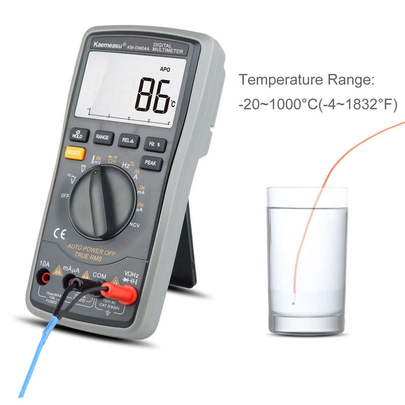 Kaemeasu KM-DM04A Digital Multimeter 4 Count True RMS Voltage Current Hz Ohm Duty Cycle Tester Tempe
