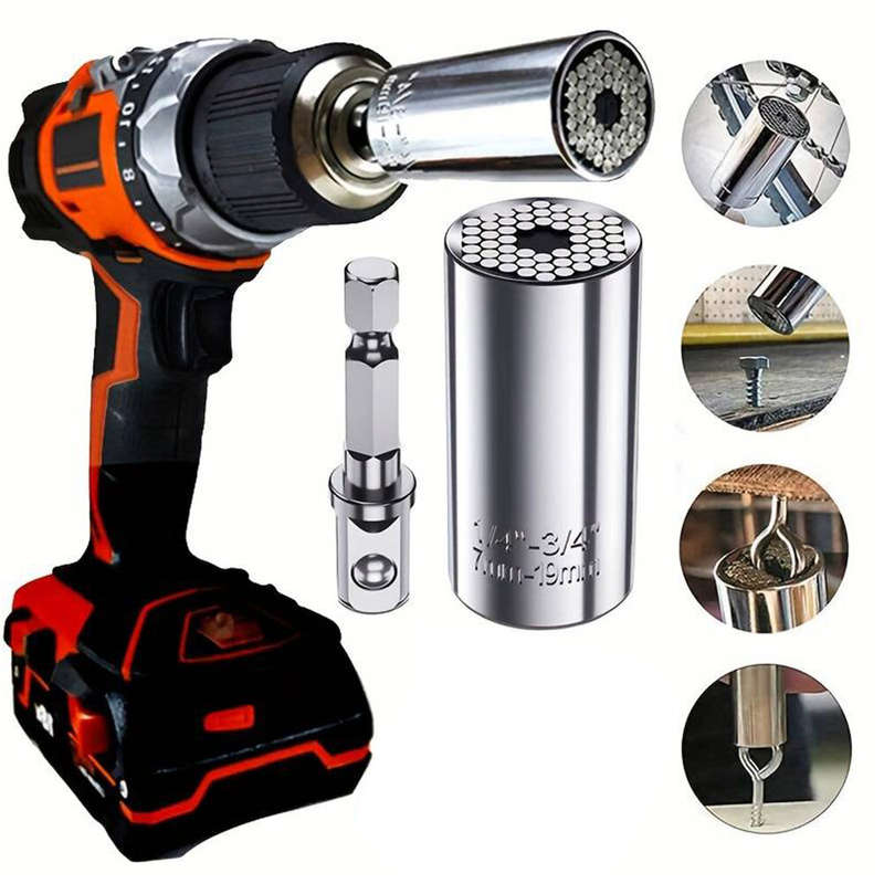 Universal 7-19mm Socket Torque Wrench Head Drill Ratchet Sleeve Wrench Magic Grip Multifunctional Ha