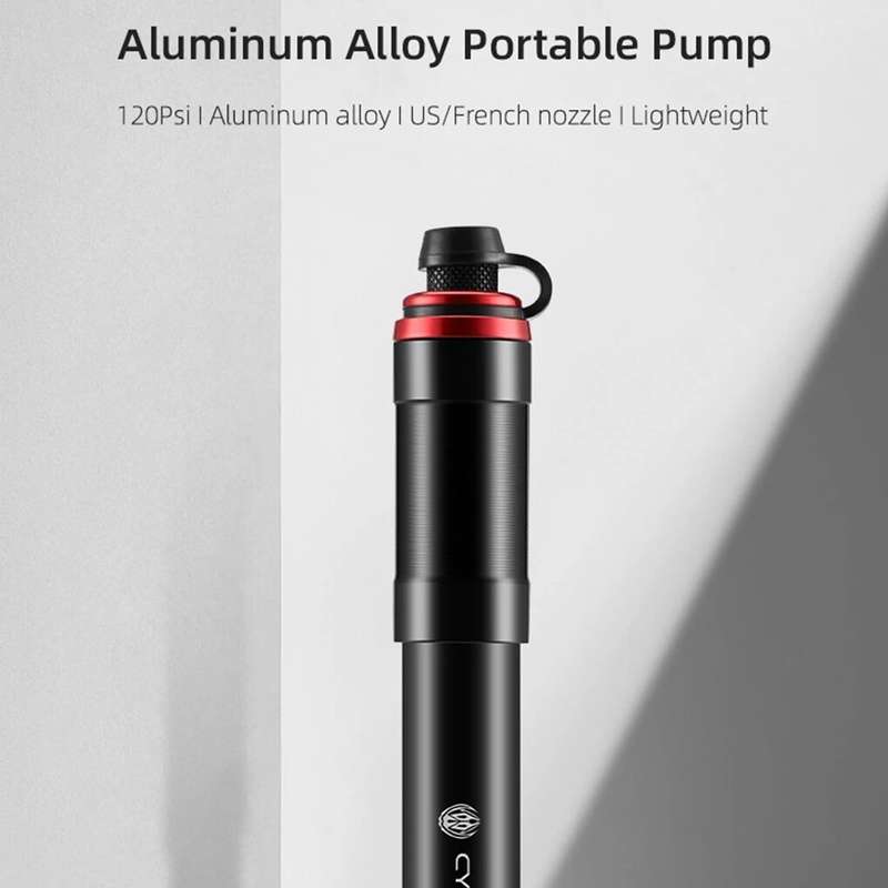 WOTI 120PSI Aluminum Alloy Air Pump High-Pressure Power US French Nozzle Waterproof 68g Lightweight