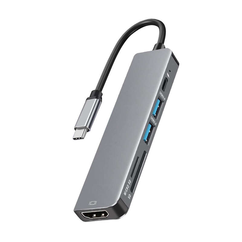Bakeey 6-in-1 USB-C Hub Adapter HDMI 4K@30Hz USB3.0 USB-C Docking Station 100W PD Charging SD Reader