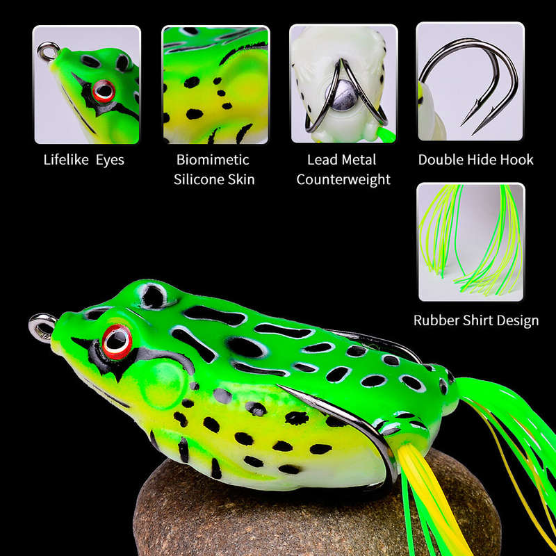5pcs Frog Fishing Lures 13g/6cm Soft Bait Frog Artificial Baits Fishing Tackle with Double Fishing H